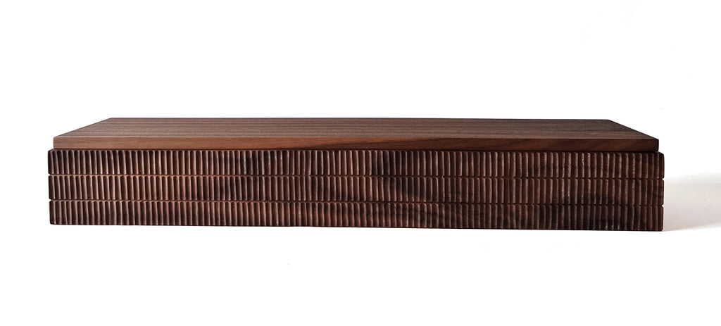 Brown wicker coffee table on a white background